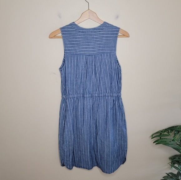 Old Navy | Chambray Blue Striped Button Front Sleeveless Dress Size Small - Picture 4 of 6